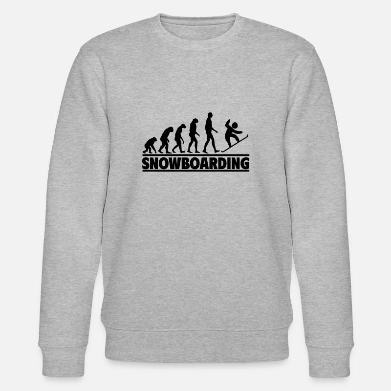 Snowboarding Evolution: Humans conquer - Stanley/Stella CHANGER Unisex Organic Sweatshirt - heather grey