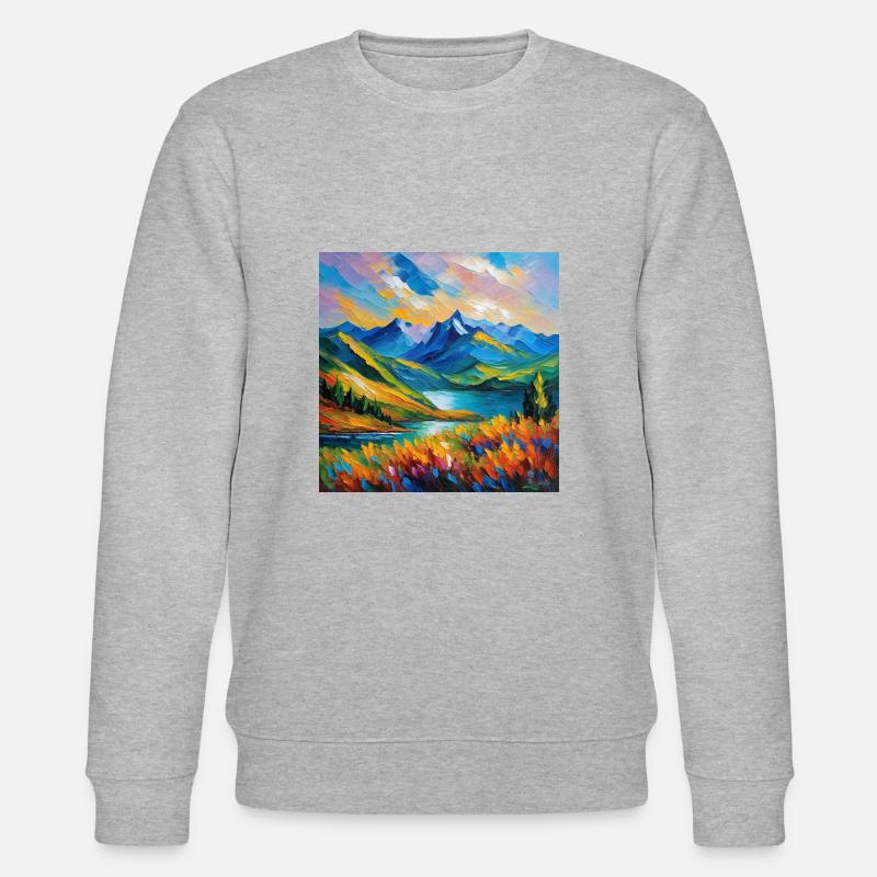 Ausblick auf Berg - Stanley/Stella Unisex Bio-Sweatshirt CHANGER  - Grau meliert
