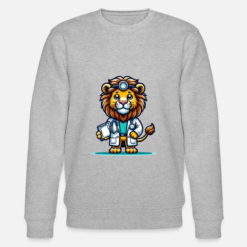 Docteur Lion mignon - Sweat bio CHANGER Stanley/Stella Unisexe - gris chiné