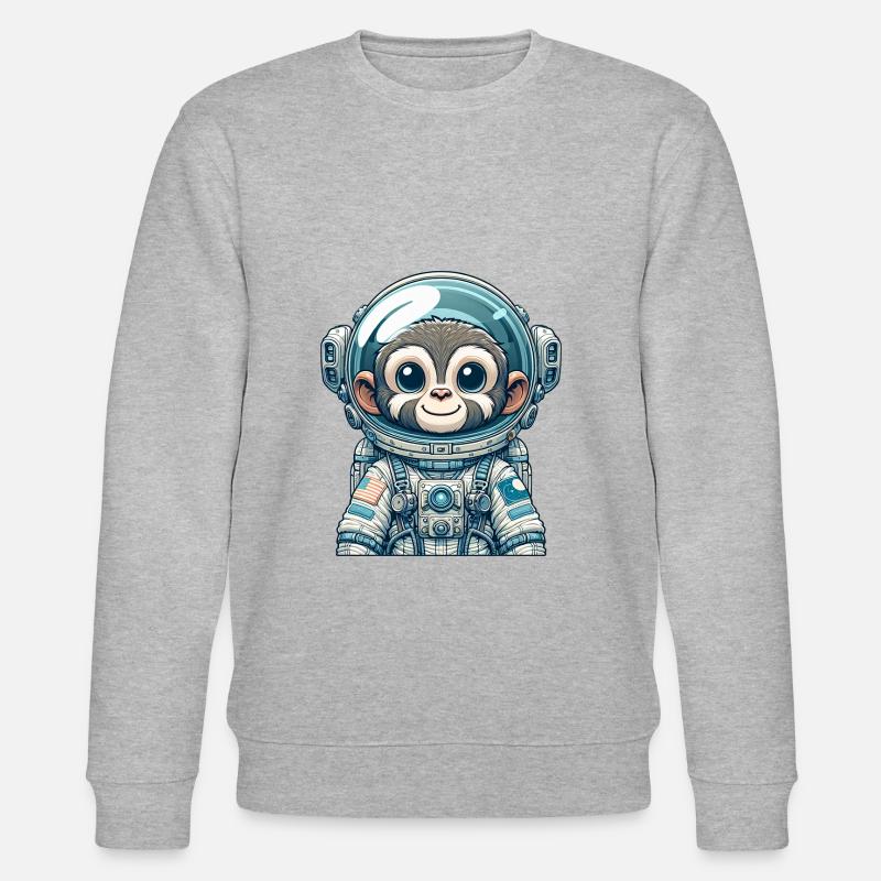 Cute Monkey Astronaut - Stanley/Stella Unisex Bio-Sweatshirt CHANGER  - Grau meliert