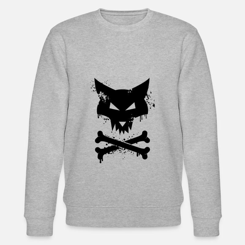 Fox skull graffiti in black - Stanley/Stella CHANGER Unisex Organic Sweatshirt - heather grey