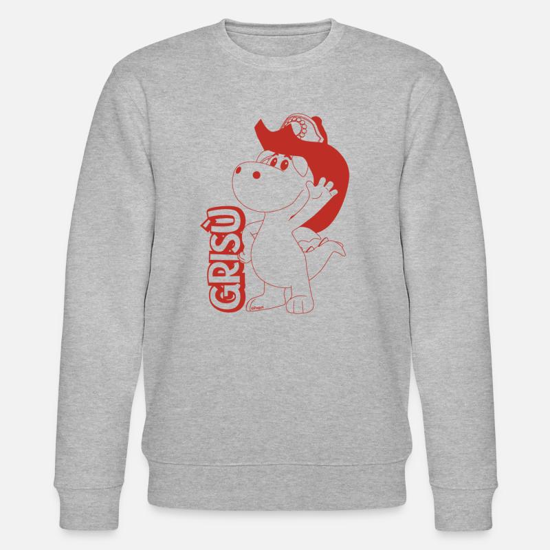 Grisù Il Piccolo Drago Con Casco E Logo Pompiere - Felpa ecologica unisex CHANGER di Stanley/Stella - grigio melange
