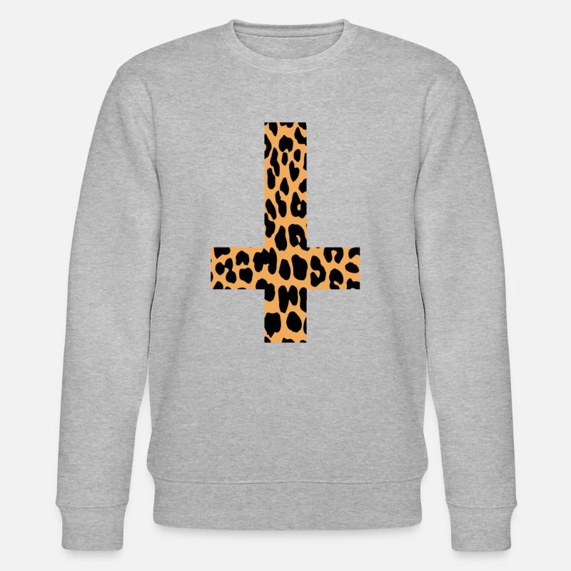 Leopard Inverted Cross - Stanley/Stella Unisex Bio-Sweatshirt CHANGER  - Grau meliert