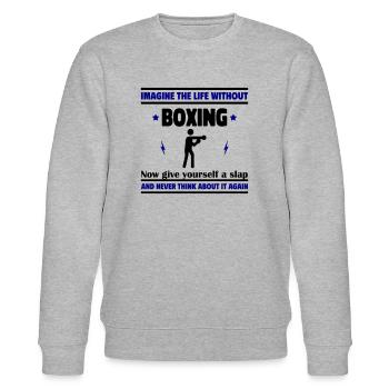 Imagine a life without boxing: impossible - Stanley/Stella CHANGER Unisex Organic Sweatshirt - heather grey - Front - Nik (191cm) & Marisol (170cm)