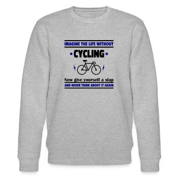 Stell dir ein Leben ohne Fahrrad vor: unvorstellba - Stanley/Stella Unisex Bio-Sweatshirt CHANGER  - Grau meliert - Vorne - Nik (191cm) & Marisol (170cm)