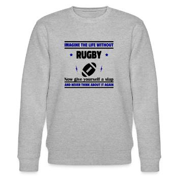 Stell dir ein Leben ohne Rugby vor: unmöglich - Stanley/Stella Unisex Bio-Sweatshirt CHANGER  - Grau meliert - Vorne - Nik (191cm) & Marisol (170cm)