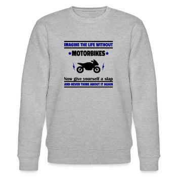 Imagine a life without a motorcycle - Stanley/Stella CHANGER Unisex Organic Sweatshirt - heather grey - Front - Nik (191cm) & Marisol (170cm)