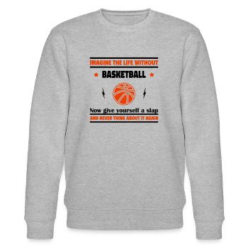 Stell dir ein Leben ohne Basketball - Stanley/Stella Unisex Bio-Sweatshirt CHANGER  - Grau meliert - Vorne - Nik (191cm) & Marisol (170cm)