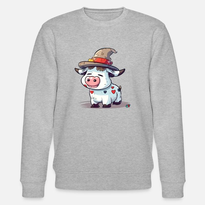 Adi la vache au chapeau - Sweat bio CHANGER Stanley/Stella Unisexe - gris chiné