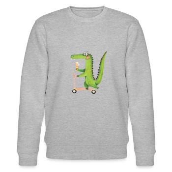 Crocodile sur trotinette - Sweat bio CHANGER Stanley/Stella Unisexe - gris chiné - Devant - Nik (191cm) & Marisol (170cm)
