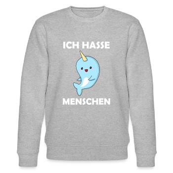 Ich hasse Menschen - Stanley/Stella Unisex Bio-Sweatshirt CHANGER  - Grau meliert - Vorne - Nik (191cm) & Marisol (170cm)