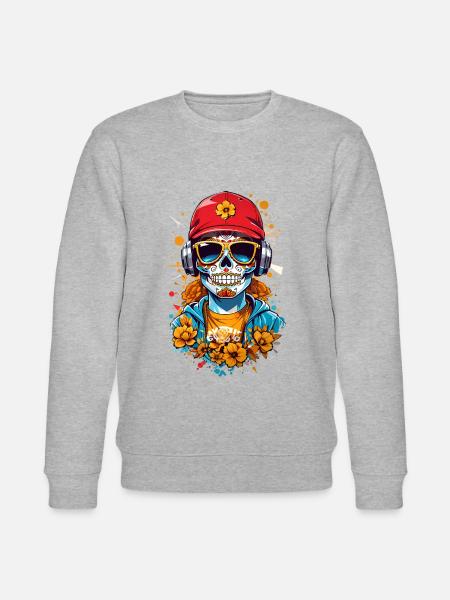 Sugar Skull - Stanley/Stella CHANGER Unisex Organic Sweatshirt - heather grey