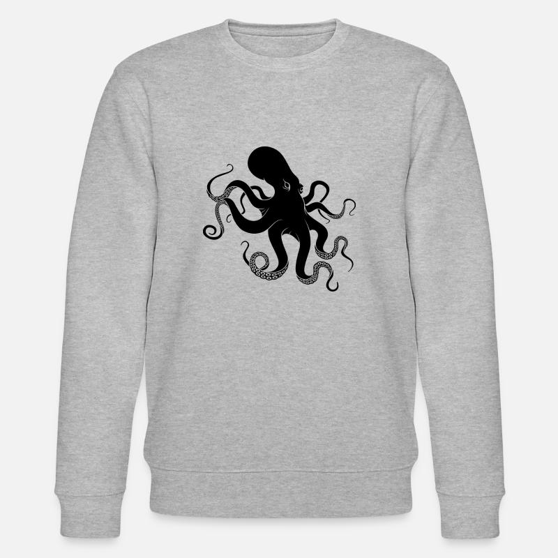 Schwarzer Oktopus - Stanley/Stella Unisex Bio-Sweatshirt CHANGER  - Grau meliert
