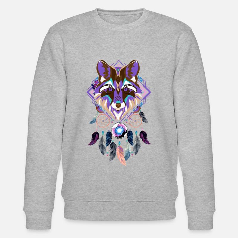Traumfänger Wolf - Stanley/Stella Unisex Bio-Sweatshirt CHANGER  - Grau meliert
