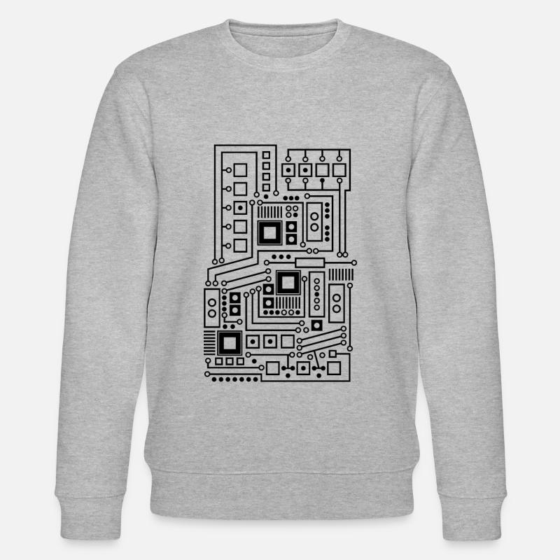 Circuit board pattern technique nerd - Stanley/Stella CHANGER Unisex Organic Sweatshirt - heather grey
