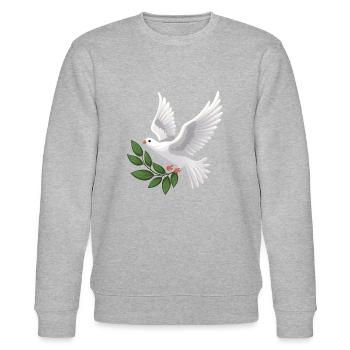 Friedenstaube mit Olivenzweig - FriedensStatement - Stanley/Stella Unisex Bio-Sweatshirt CHANGER  - Grau meliert - Vorne - Nik (191cm) & Marisol (170cm)