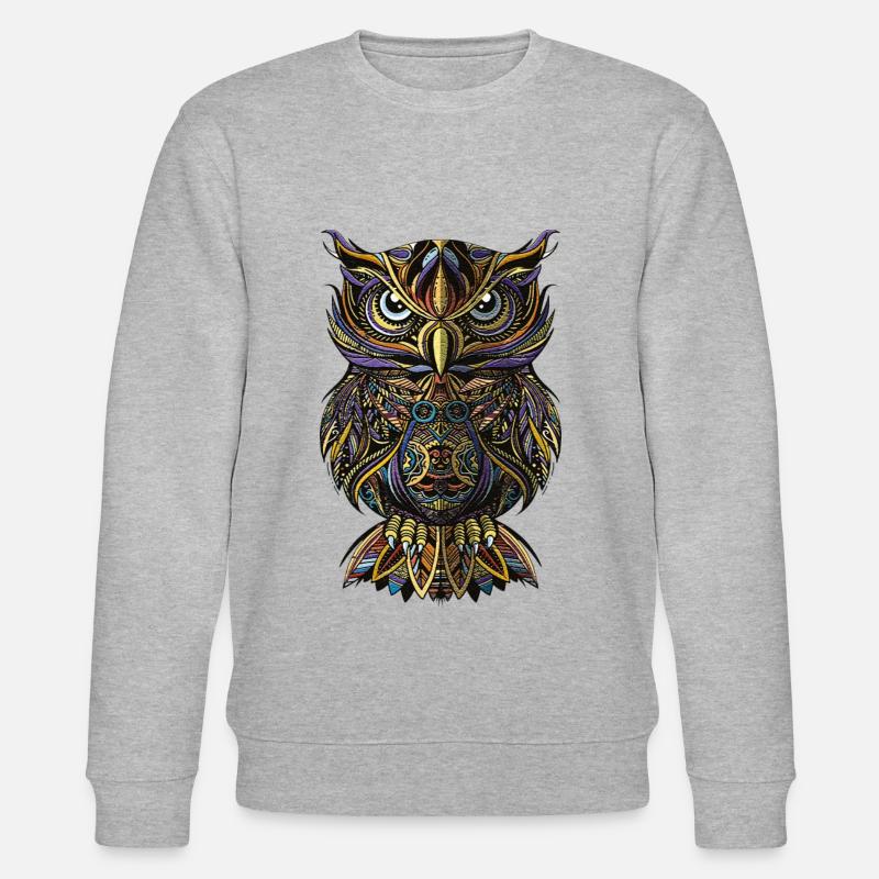 Eule Illustration Geschenk - Stanley/Stella Unisex Bio-Sweatshirt CHANGER  - Grau meliert