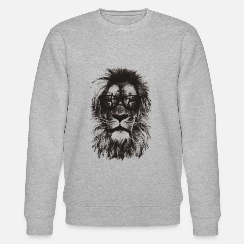 Schwarzer Hipster-Löwe - Stanley/Stella Unisex Bio-Sweatshirt CHANGER  - Grau meliert
