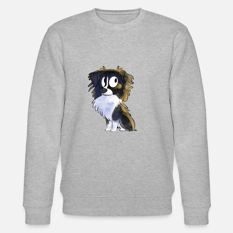 Chibi Australian Shepherd - Black - Stanley/Stella CHANGER Unisex Organic Sweatshirt - heather grey