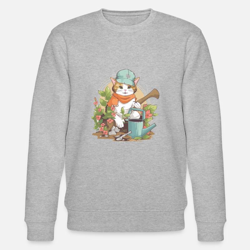 Kido le chat jardinier - Sweat bio CHANGER Stanley/Stella Unisexe - gris chiné