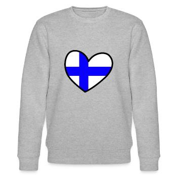 Herz mit Finnland Flagge Finland Flag in Heart - Stanley/Stella Unisex Bio-Sweatshirt CHANGER  - Grau meliert - Vorne - Nik (191cm) & Marisol (170cm)