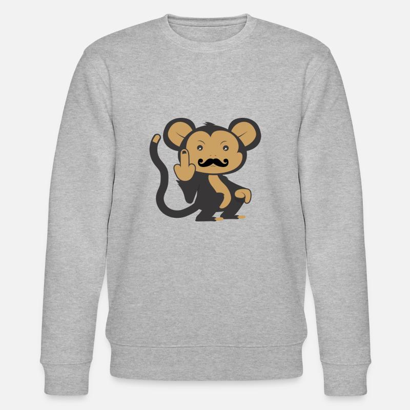 Affe mit Bart - Stanley/Stella Unisex Bio-Sweatshirt CHANGER  - Grau meliert