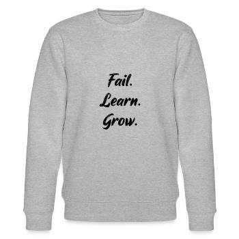 Motivations Spruch. Fail. Learn. Grow. - Stanley/Stella Unisex Bio-Sweatshirt CHANGER  - Grau meliert - Vorne - Nik (191cm) & Marisol (170cm)