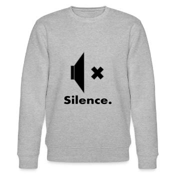 Pssst. Ruhe bitte. - Stanley/Stella Unisex Bio-Sweatshirt CHANGER  - Grau meliert - Vorne - Nik (191cm) & Marisol (170cm)