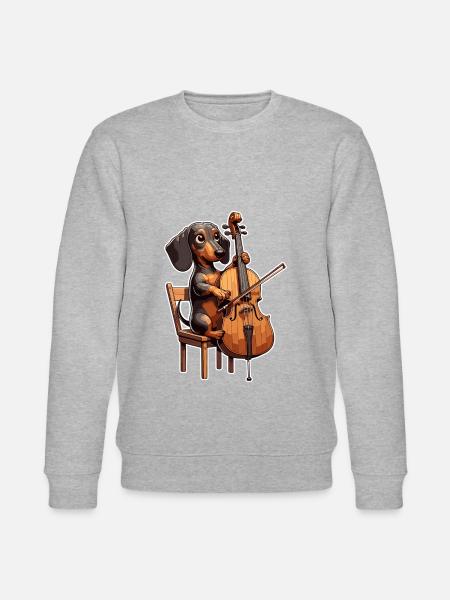 Cute Dachshund playing Cello - Stanley/Stella CHANGER Unisex Organic Sweatshirt - heather grey