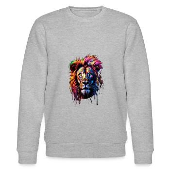 Lion arc-en-ciel - Sweat bio CHANGER Stanley/Stella Unisexe - gris chiné - Devant - Nik (191cm) & Marisol (170cm)