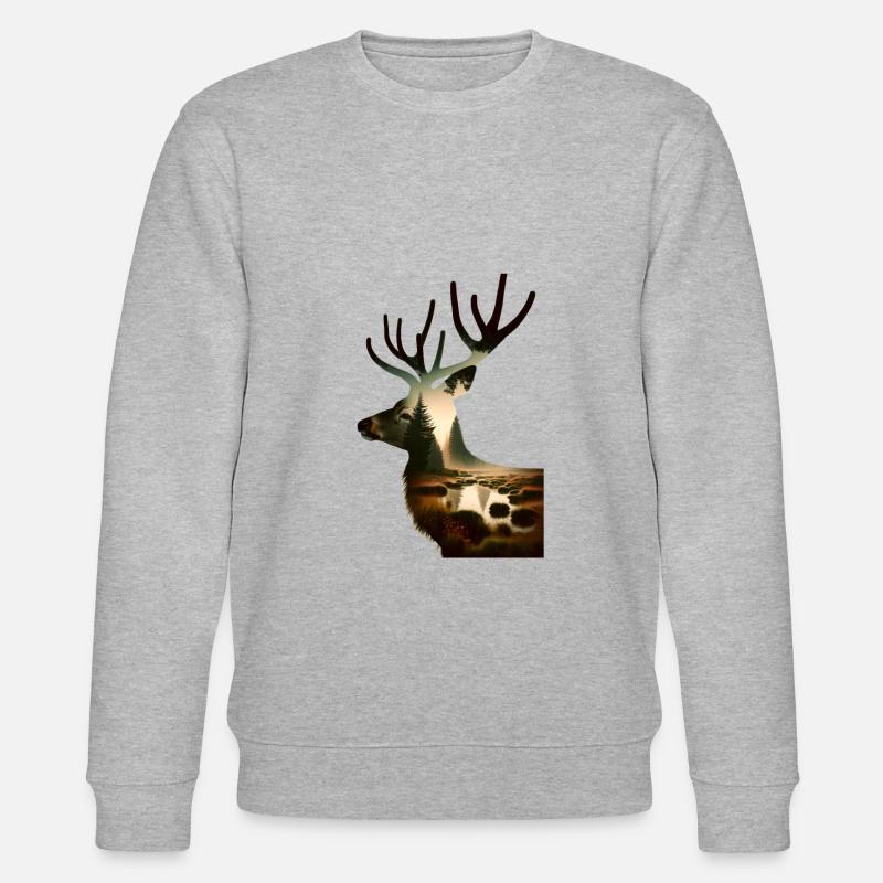 Nature in Deer Pattern - Stanley/Stella CHANGER Unisex Organic Sweatshirt - heather grey