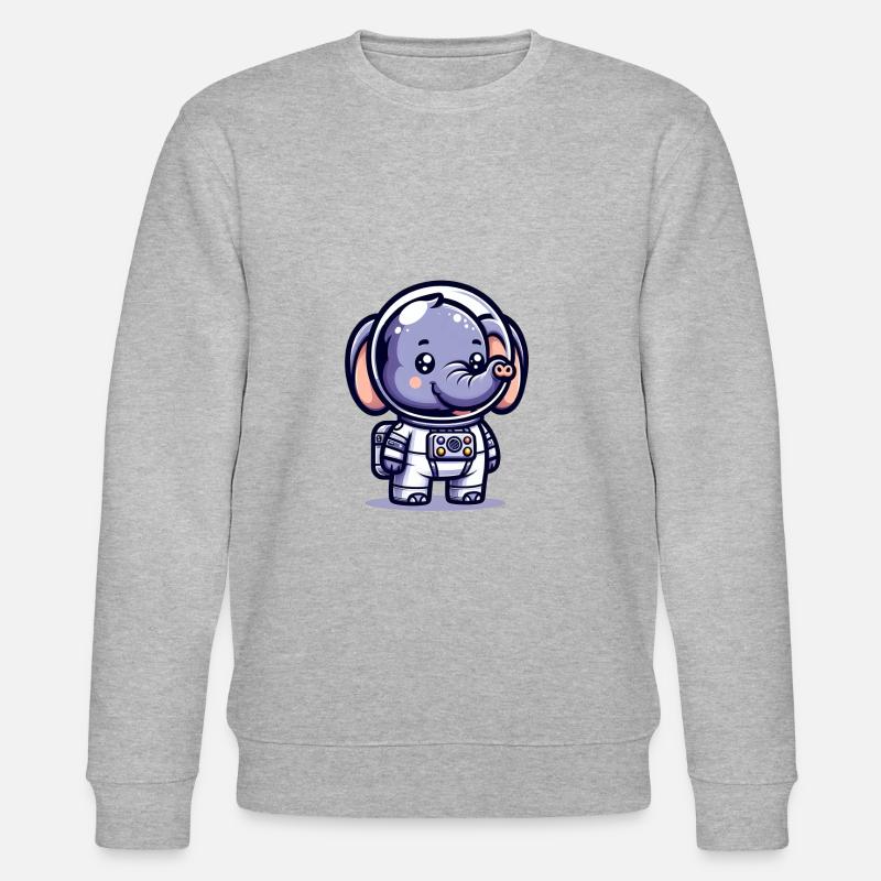 Cute Elephant Astronaut - Stanley/Stella Unisex Bio-Sweatshirt CHANGER  - Grau meliert