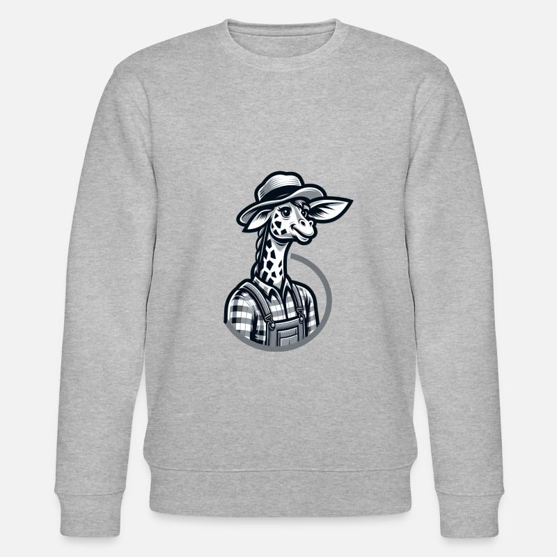 Cute Giraffe Farmer - Stanley/Stella Unisex Bio-Sweatshirt CHANGER  - Grau meliert