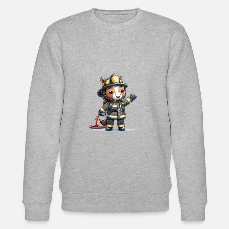 Cute Horse Firefighter - Stanley/Stella Unisex Bio-Sweatshirt CHANGER  - Grau meliert