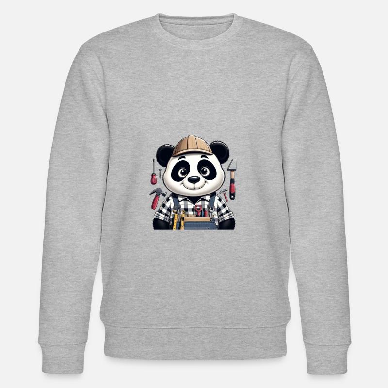 Cute Panda Craftsman - Stanley/Stella Unisex Bio-Sweatshirt CHANGER  - Grau meliert