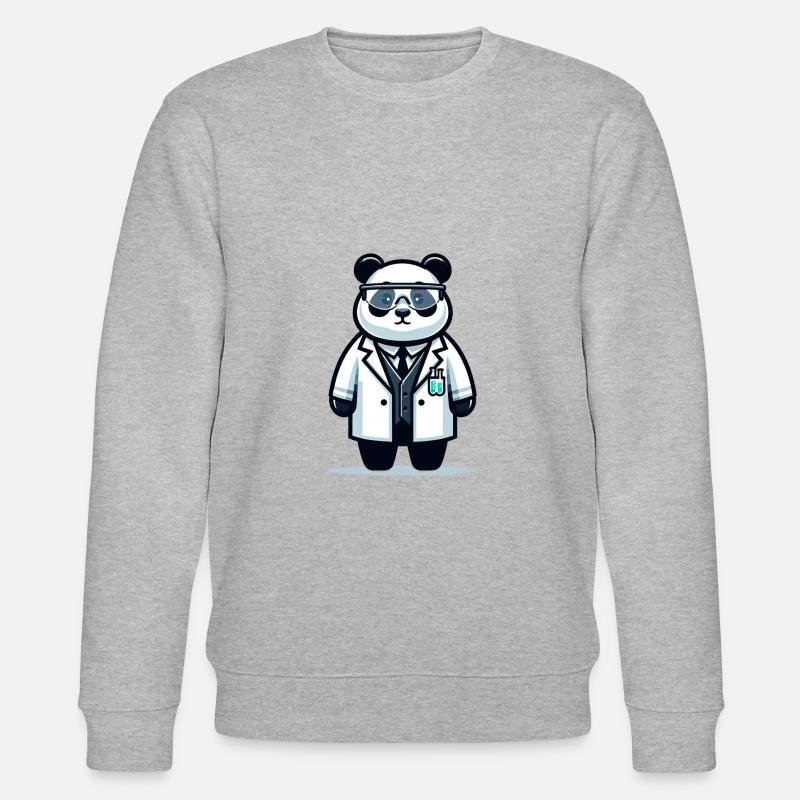Cute Panda Scientist - Stanley/Stella Unisex Bio-Sweatshirt CHANGER  - Grau meliert