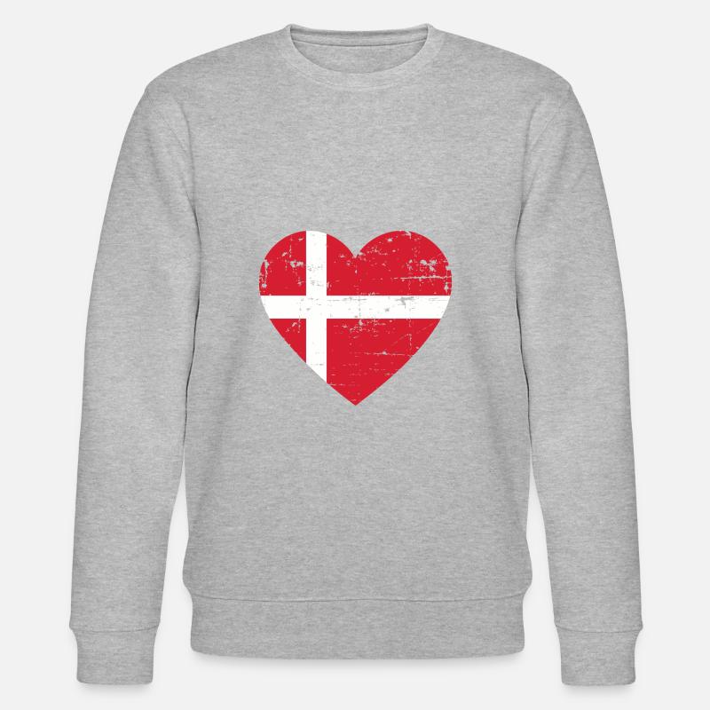 Drapeau du cœur du Danemark - Sweat bio CHANGER Stanley/Stella Unisexe - gris chiné