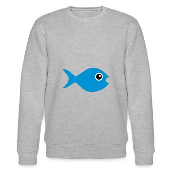 ★ Design colors changeable ★ Fish with googly eyes - Stanley/Stella CHANGER Unisex Organic Sweatshirt - heather grey - Front - Nik (191cm) & Marisol (170cm)