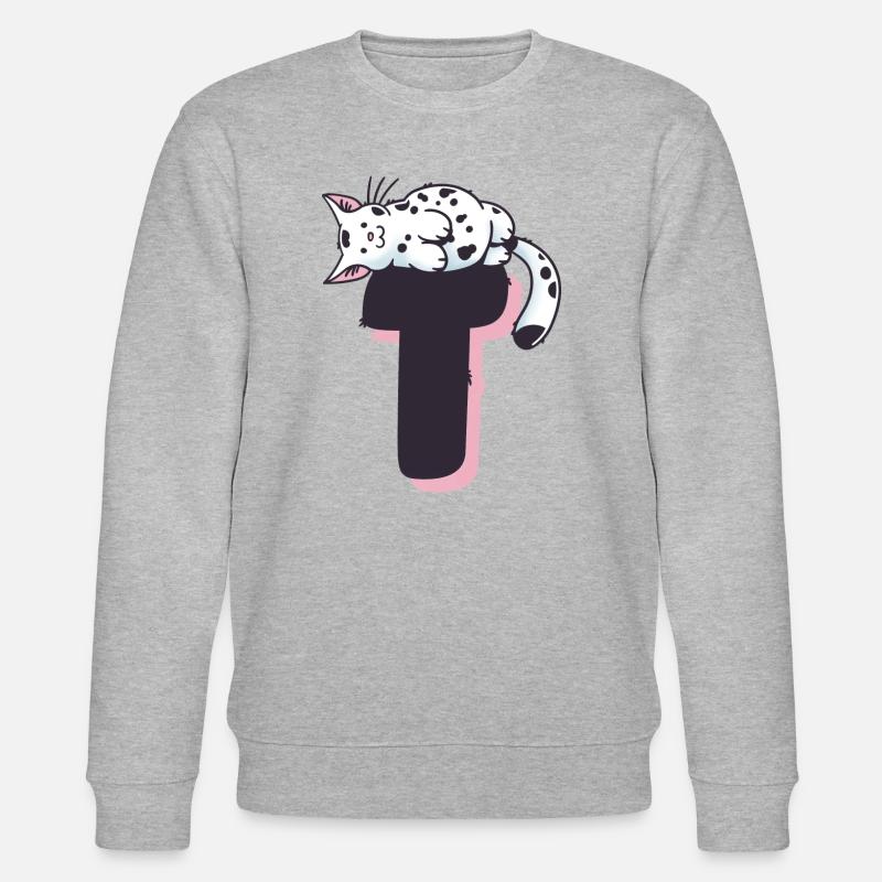 Katze Buchstabe T - Stanley/Stella Unisex Bio-Sweatshirt CHANGER  - Grau meliert