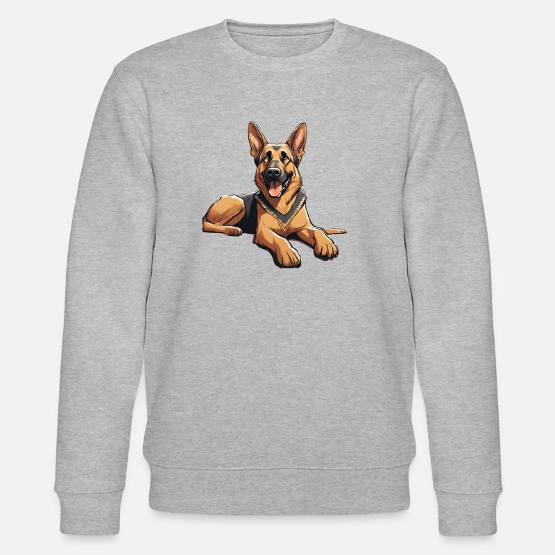 Der glückliche Schäferhund Max - Stanley/Stella Unisex Bio-Sweatshirt CHANGER - Grau meliert