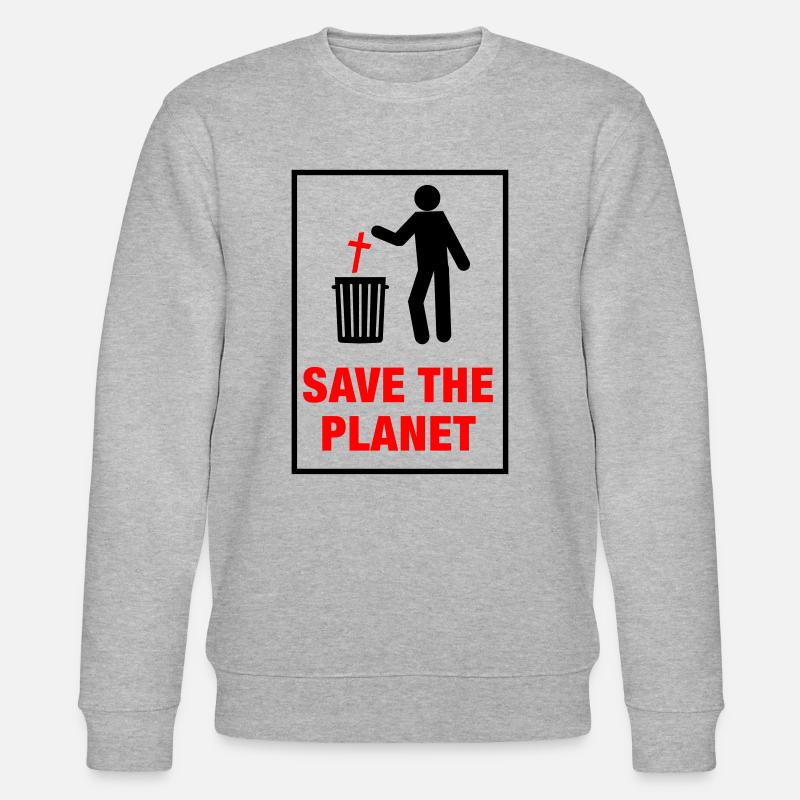 Save the planet from Church - Stanley/Stella Unisex Bio-Sweatshirt CHANGER  - Grau meliert