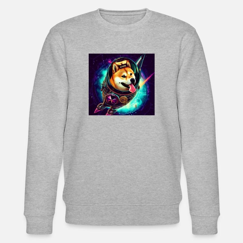Shiba Inu à la lune - Sweat bio CHANGER Stanley/Stella Unisexe - gris chiné