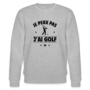 J'peux pas j'ai golf, golfeur - Sweat bio CHANGER Stanley/Stella Unisexe - gris chiné - Devant - Nik (191cm) & Marisol (170cm)