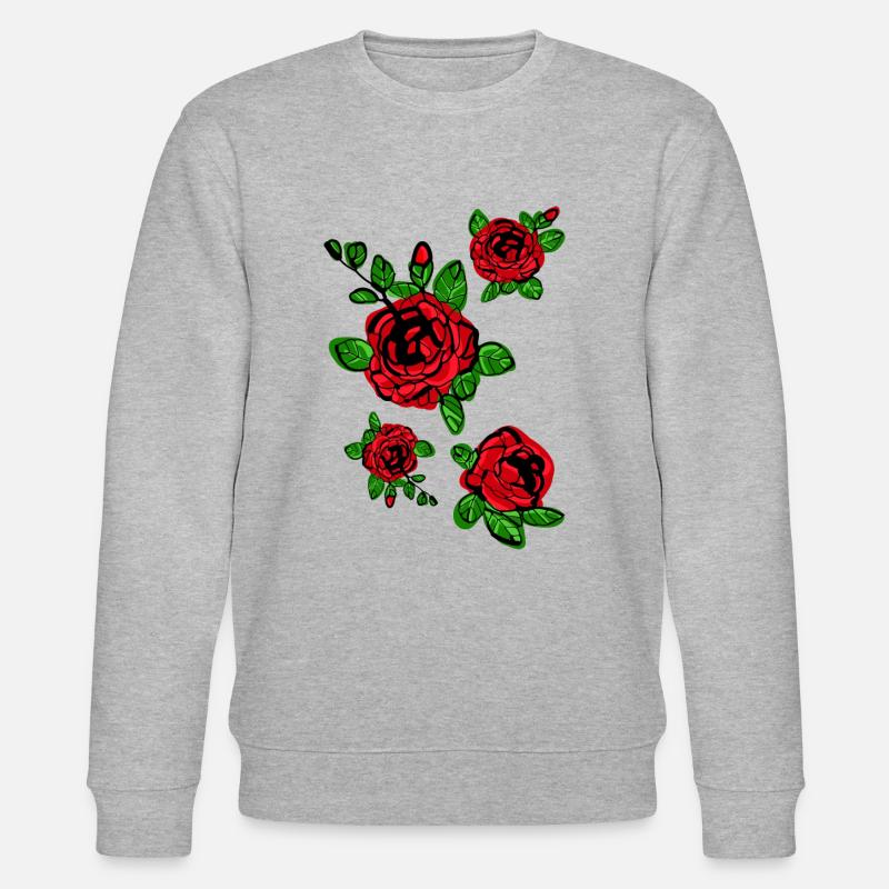 Rote Rosen blühen - Stanley/Stella Unisex Bio-Sweatshirt CHANGER  - Grau meliert