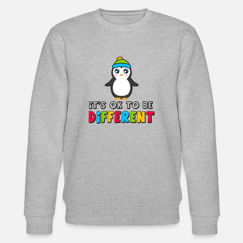 Autism Autism Awareness Penguin be different ok - Stanley/Stella CHANGER Unisex Organic Sweatshirt - heather grey
