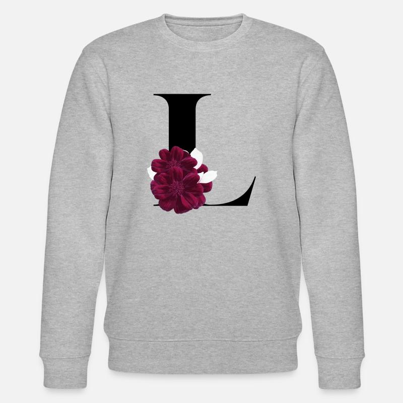 lettre L fleuris - Sweat bio CHANGER Stanley/Stella Unisexe - gris chiné