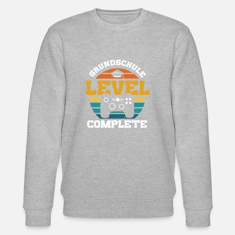 Grundschule Level Complete Gamer Junge - Stanley/Stella Unisex Bio-Sweatshirt CHANGER - Grau meliert
