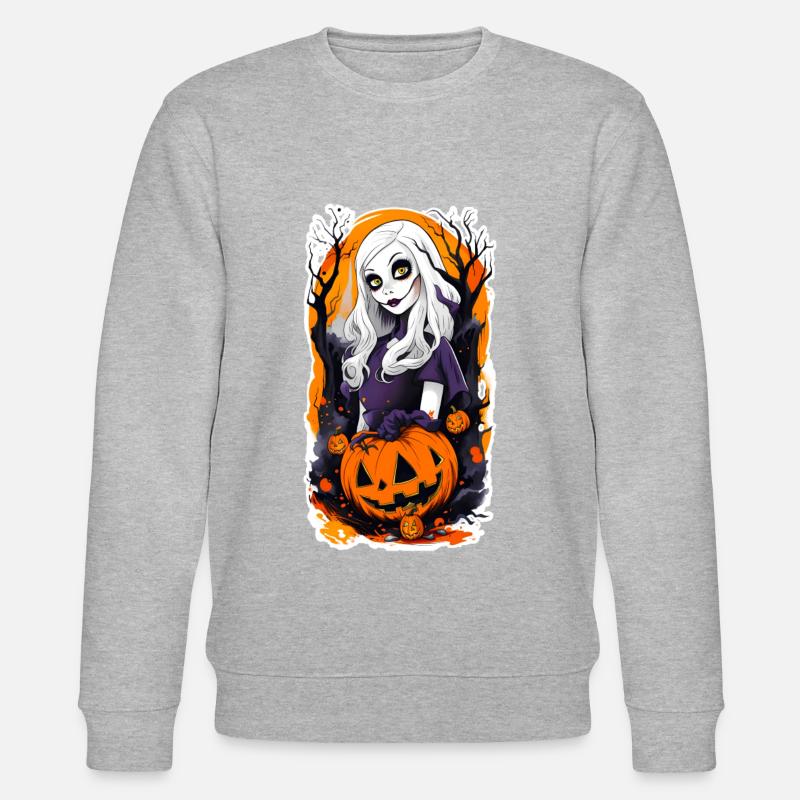 Halloween Grusselige Mädchen Puppe - Stanley/Stella Unisex Bio-Sweatshirt CHANGER  - Grau meliert