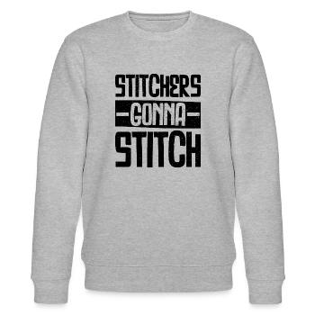 Sticker gehen zum Stitchen - Weihnachts- und Geburtstagsgeschenk - Stanley/Stella Unisex Bio-Sweatshirt CHANGER  - Grau meliert - Vorne - Nik (191cm) & Marisol (170cm)