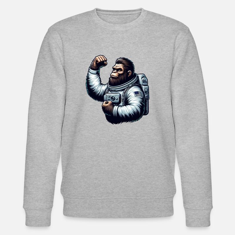 Astronaut Affe Schimpanse Gorilla - Stanley/Stella Unisex Bio-Sweatshirt CHANGER  - Grau meliert